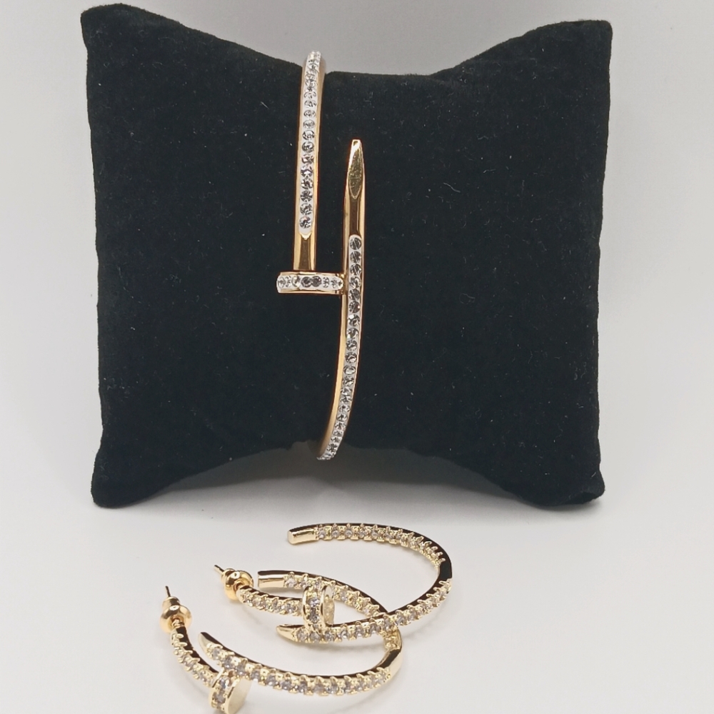 Hi-end Nail stainless steel bangle/earrings set bangle